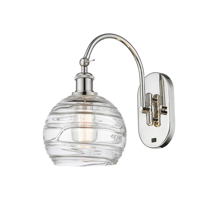 Athens Deco Swirl Steel Swing Arm Sconce