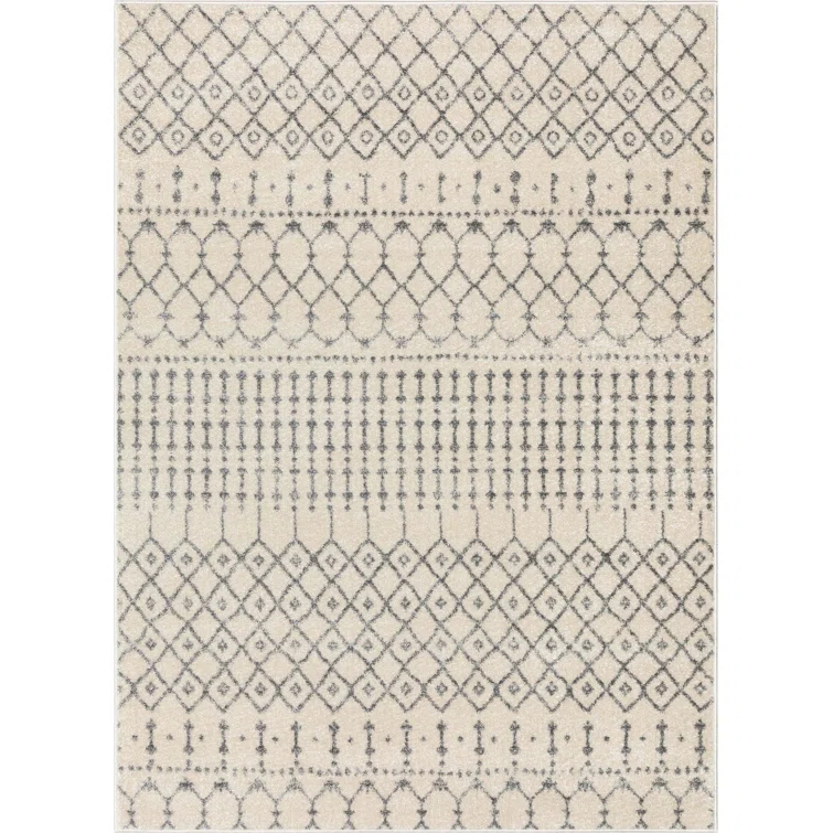 Mystic Colette Moroccan Trellis Ivory Grey Area Rug