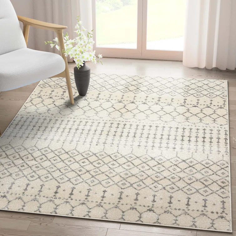 Mystic Colette Moroccan Trellis Ivory Grey Area Rug