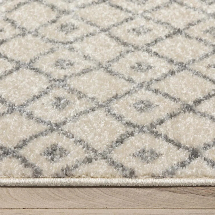Mystic Colette Moroccan Trellis Ivory Grey Area Rug