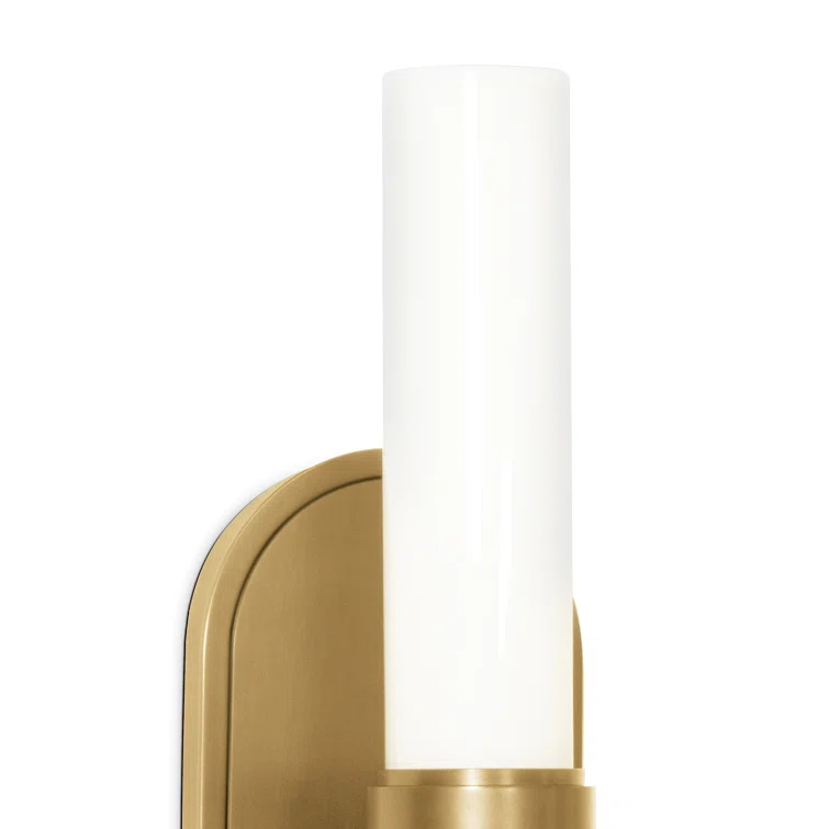 Elegant Natural Brass and Glass Direct-Wired Sconce