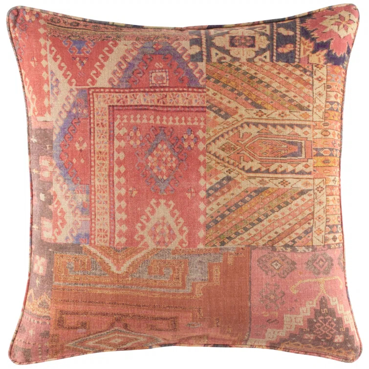 Embroidered Euro Cotton Sham in Multicolor Patchwork Design