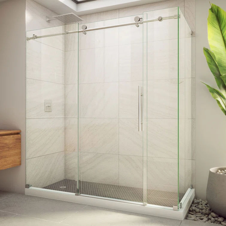 DreamLine 72.38" W x 34.5" D x 76" H Frameless Rectangle Sliding Shower Enclosure SE6172F340VDX07