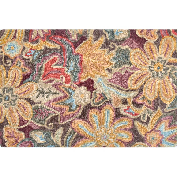 Florals Floral Tapestry Handmade Hand Tufted Wool Spice Rug