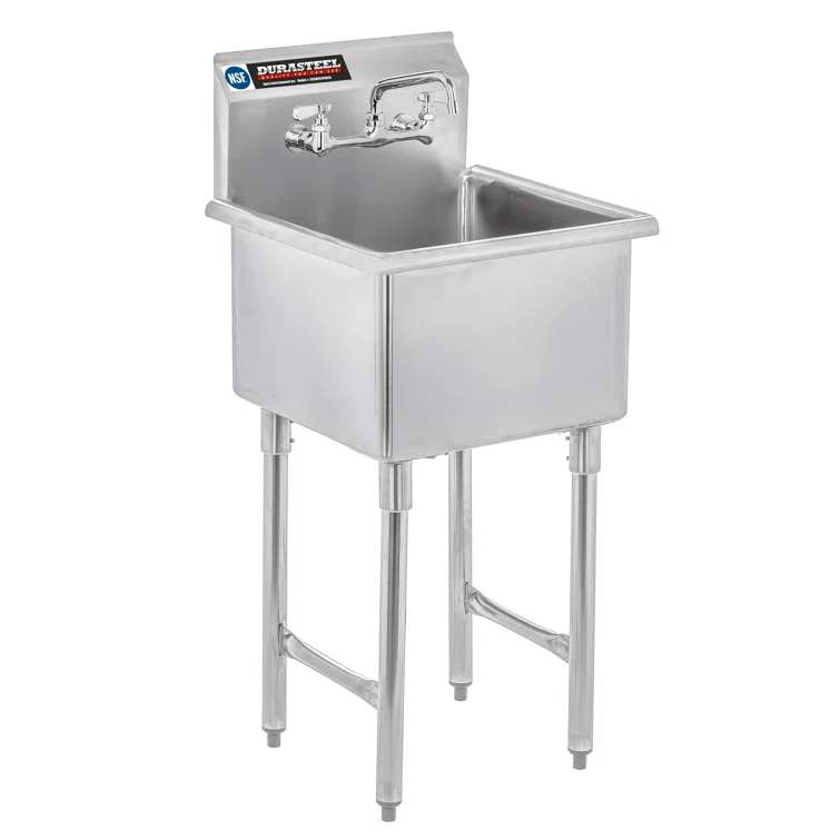 Single Bowl Commercial Sink w/ Lead Free Faucet - 18" x 18" x 13" Bowl Size - NSF Certified