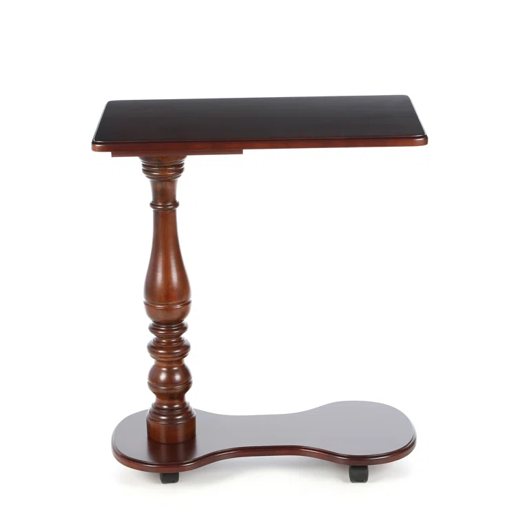 Elegant Cherry Wood Pedestal Tray Table - Dark Brown