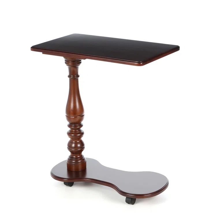 Elegant Cherry Wood Pedestal Tray Table - Dark Brown