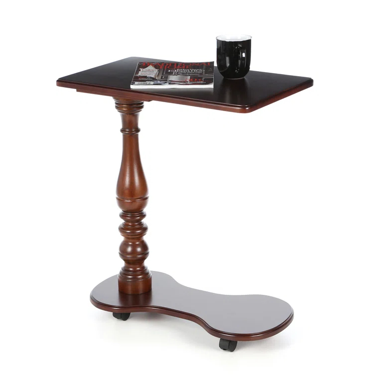 Elegant Cherry Wood Pedestal Tray Table - Dark Brown