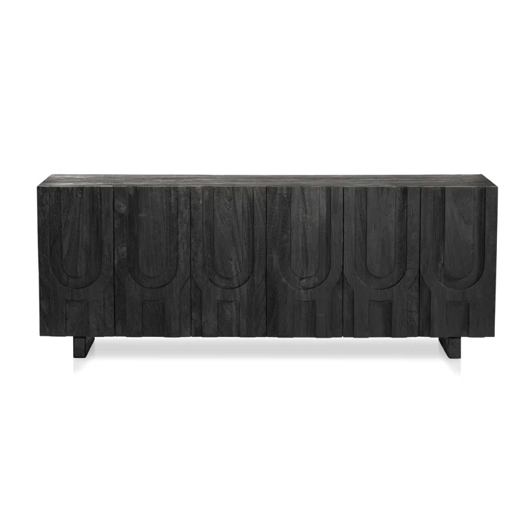Dark Totem Black Reclaimed Wood Media Console with Cabinet