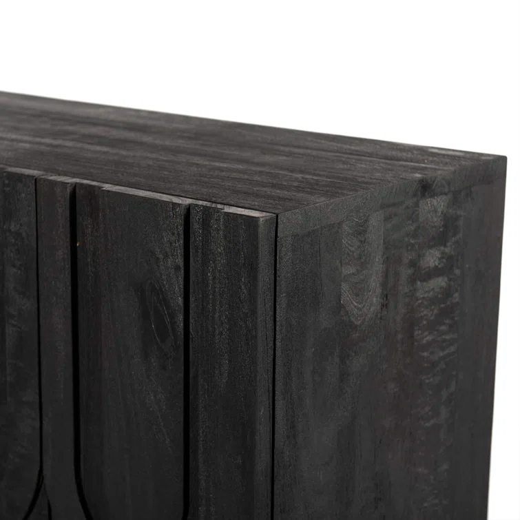 Dark Totem Black Reclaimed Wood Media Console with Cabinet