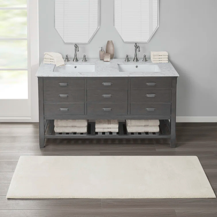 Madison Park Signature Marshmallow Quick Dry Bath Rug with Non-Slip Backing
