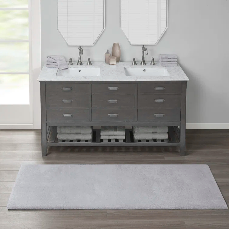 Madison Park Signature Marshmallow Quick Dry Bath Rug with Non-Slip Backing