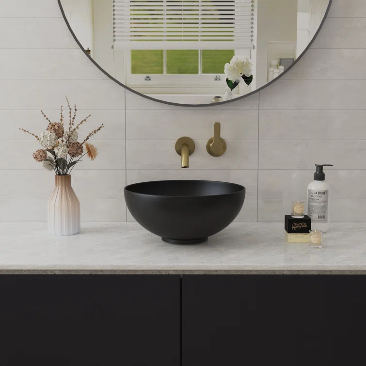 DeerValley Symmetry 13" x 13'' Circular/Round Vitreous Vessel Bathroom Sink