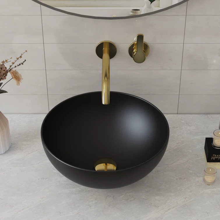 DeerValley Symmetry 13" x 13'' Circular/Round Vitreous Vessel Bathroom Sink