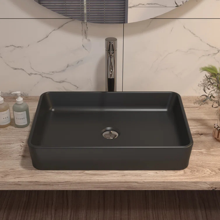 Ally 20" x 13'' Rectangular Vitreous China Vessel Bathroom Sink