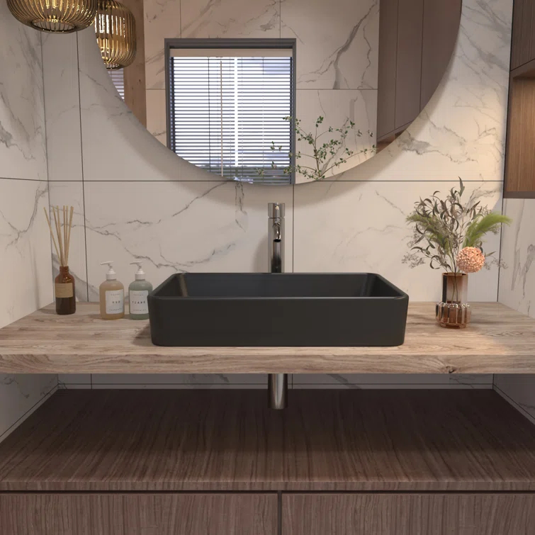Ally 20" x 13'' Rectangular Vitreous China Vessel Bathroom Sink
