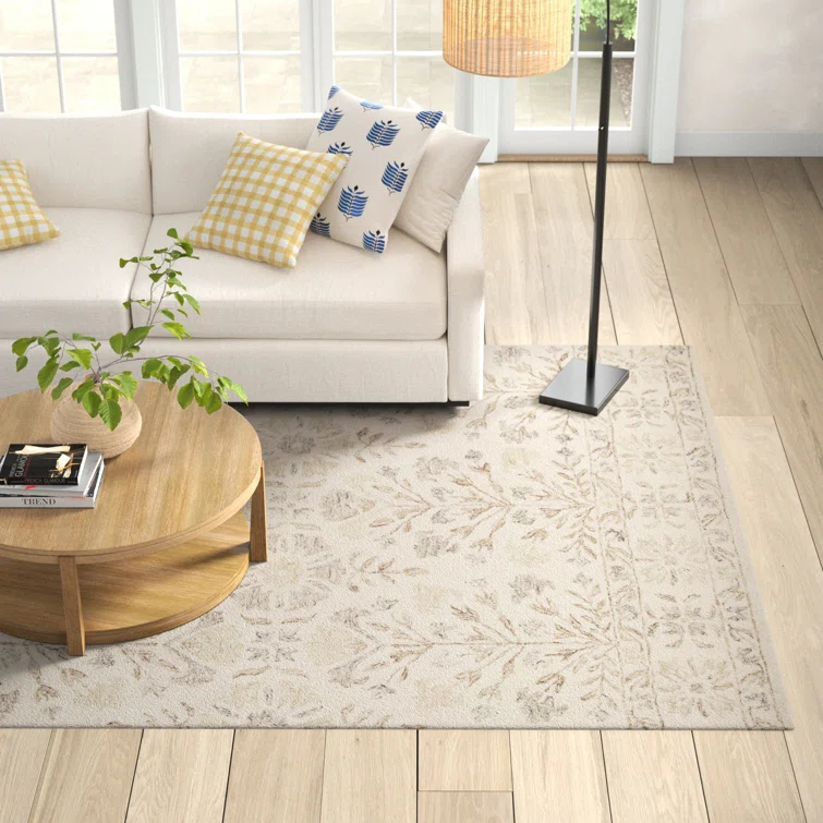 Aden Floral Handmade Hooked Wool Ivory/ Brown/Grey Area Rug