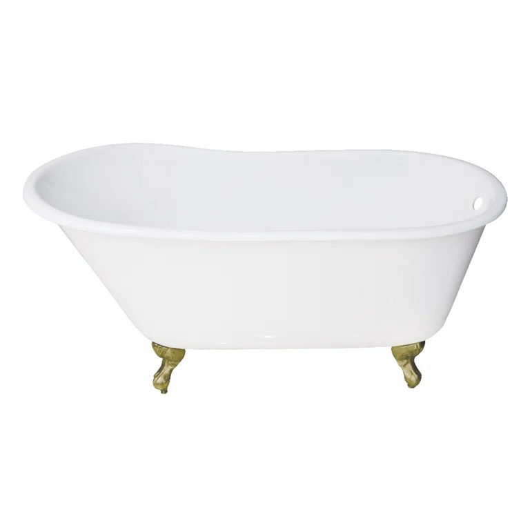 Kingston Brass Kingston Brass Aqua Eden 53-Inch Cast Iron Oval Single Slipper Clawfoot Tub (No Faucet Drillings) VCTND5328NT7