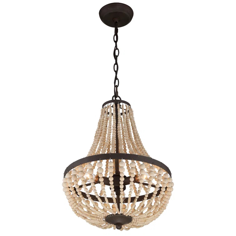 Mini Forged Bronze Empire Chandelier with Beaded Accents