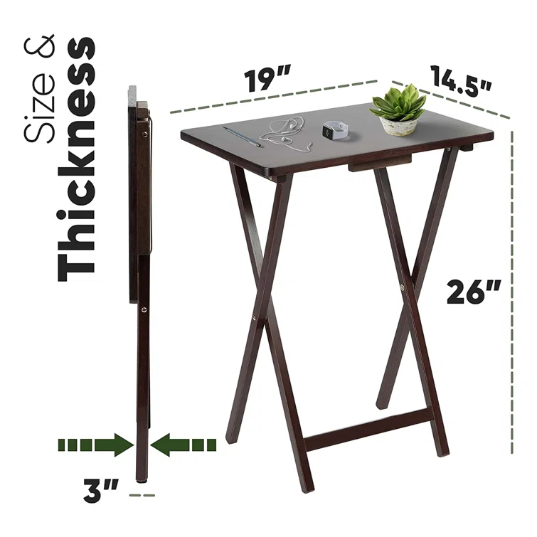 19.09'' Solid Wood Rectangular Portable Folding Table (Set of 2)