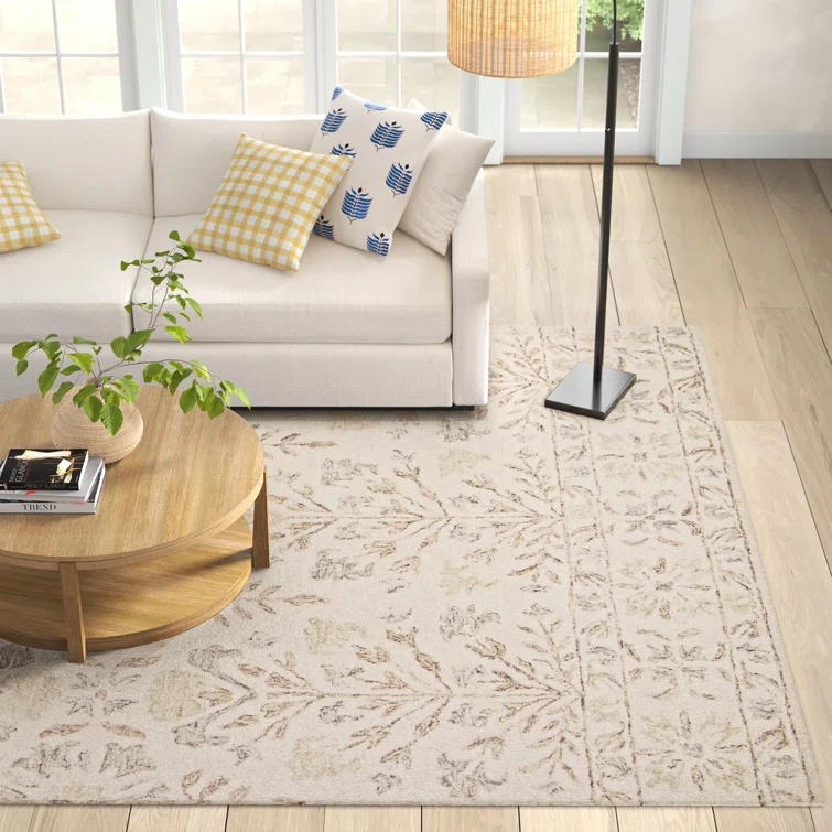 Aden Floral Handmade Hooked Wool Ivory/ Brown/Grey Area Rug