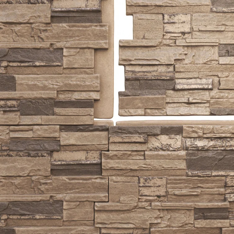 Cascade Stacked Faux Stone 24.75" x 48.625" Wall Paneling