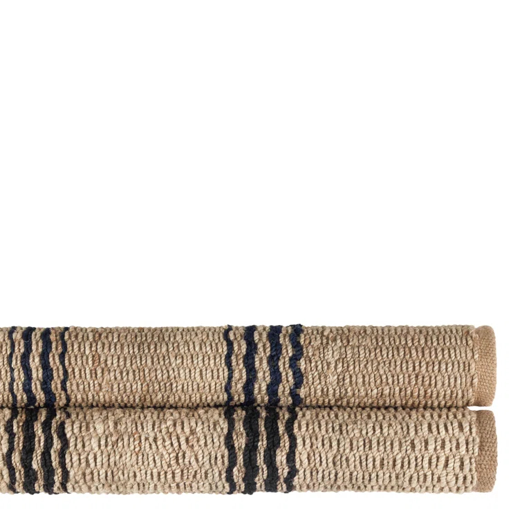 Jute Ticking Black Handwoven Jute Rug