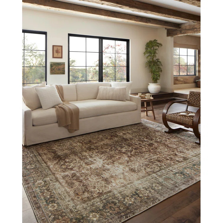 Sinclair I Rug by Magnolia Home by Joanna Gaines x Loloi - Rust and Lagoon / 7'6" x 9'6"