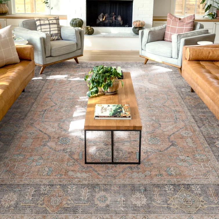 Kehr Antigua Vintage Persian Oriental Coral Flat-Weave Rug