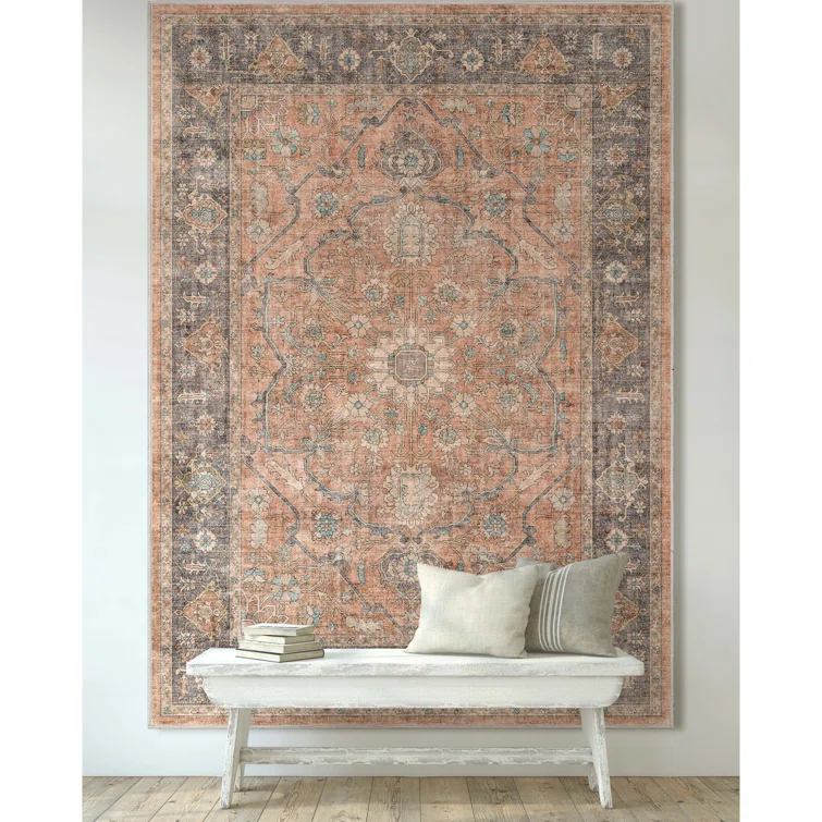 Kehr Antigua Vintage Persian Oriental Coral Flat-Weave Rug