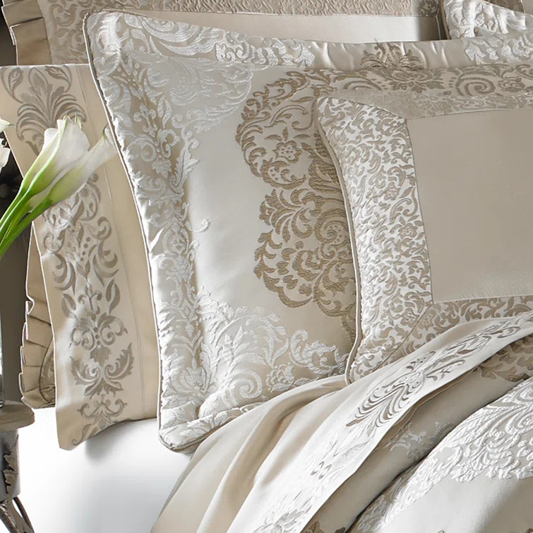 California King Ivory and Gold Damask Comforter Set