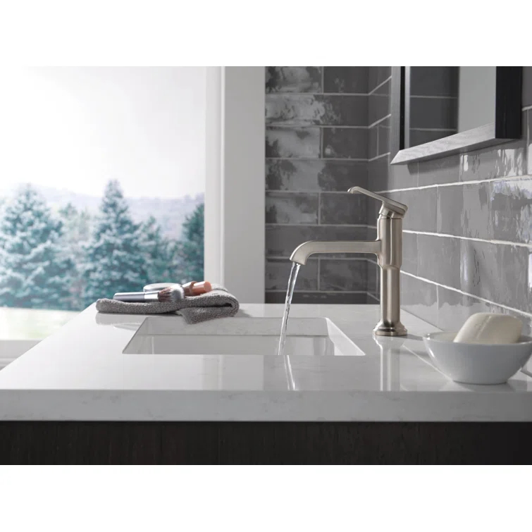 Tetra Single Hole Bathroom Faucet, Single Handle Bathroom Sink Faucet with Drain Assembly