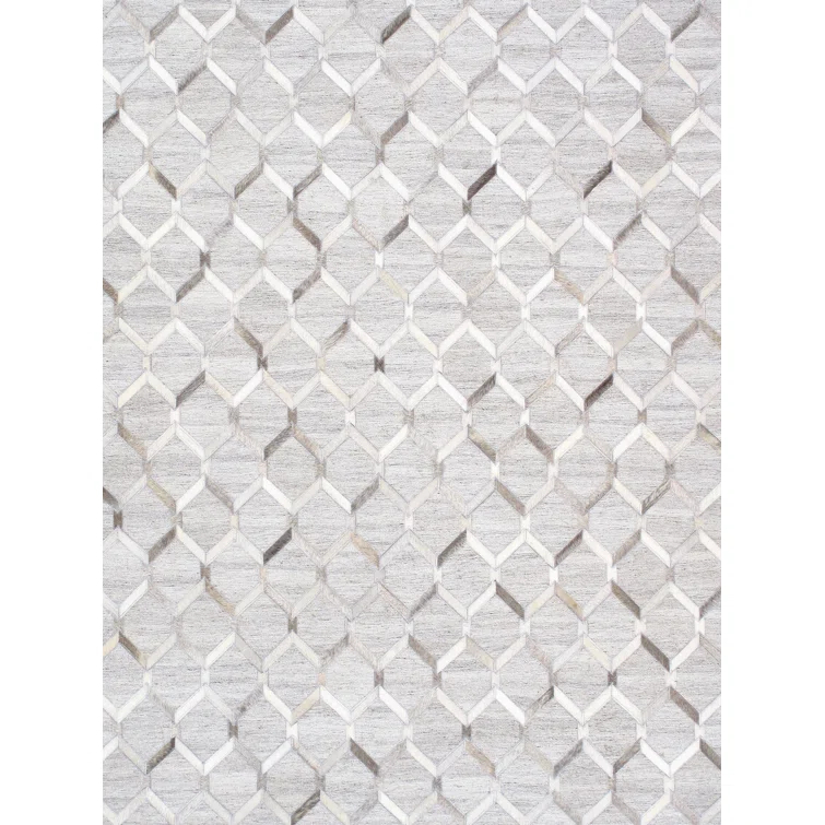 Pasargad Home Galaxy Hand-loomed Cowhide & Sari Silk Rug 9' 0" X 12' 0" Silver