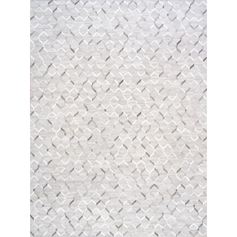 Pasargad Home Galaxy Hand-loomed Cowhide & Sari Silk Rug 9' 0" X 12' 0" Silver