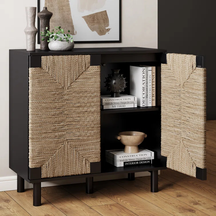 Shellie 31.4'' Tall Solid Wood 2 - Door Accent Cabinet