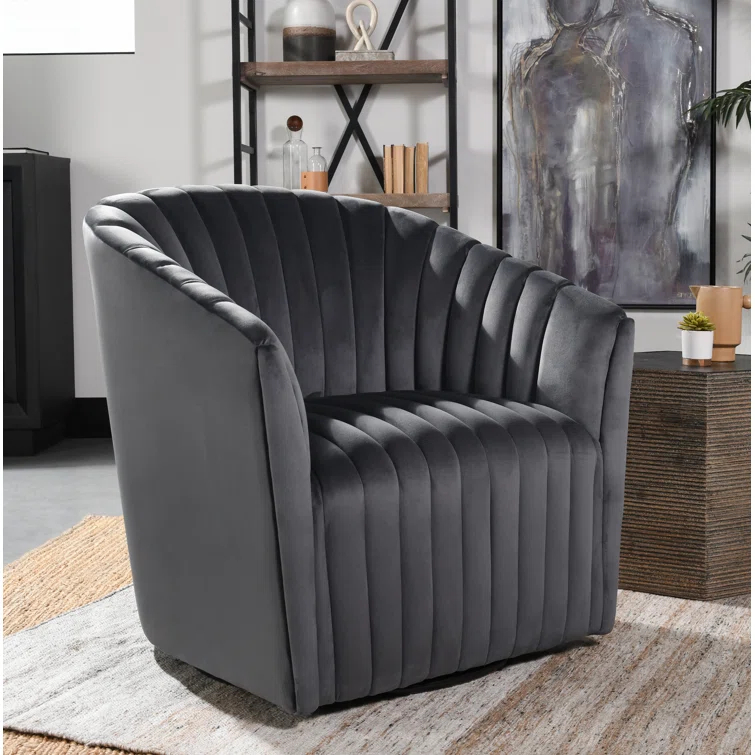 Upholstered Swivel Barrel Chair
