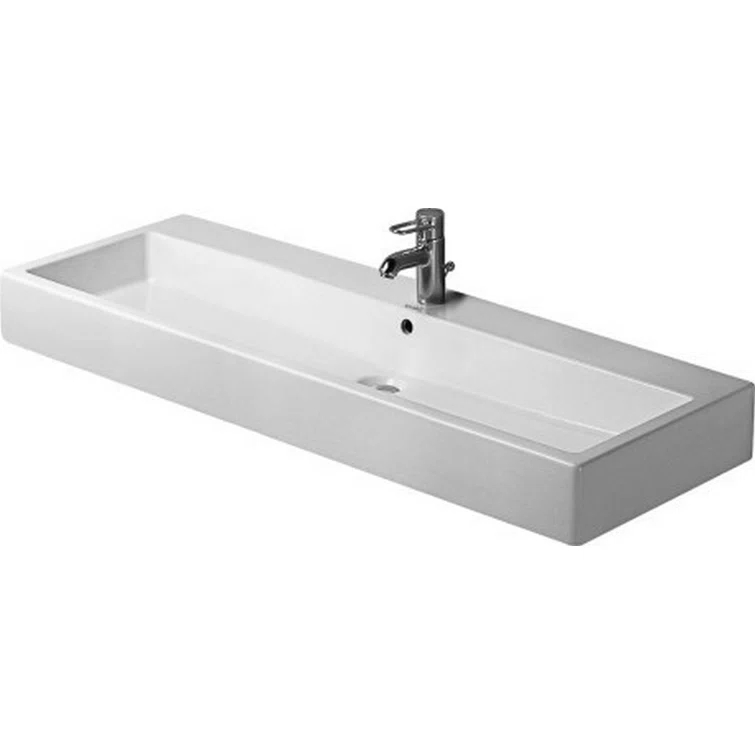 Vero White Ceramic Rectangular Vessel Bathroom Sink with Overflow