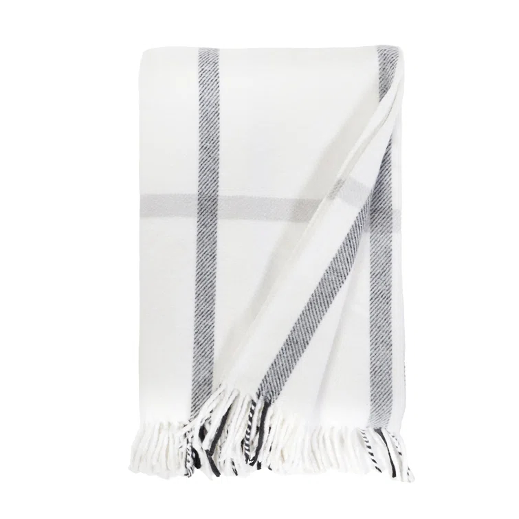 Copenhagen Brushed Cotton Throw by Pom Pom at Home - White and Gray