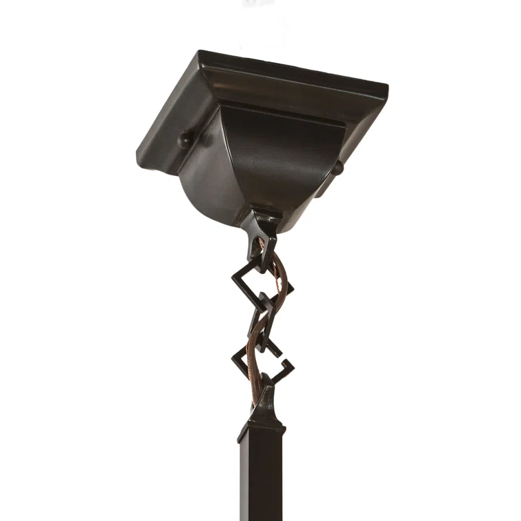 Craftsman Brown 4-Light Chandelier with Iridescent Glass Shades
