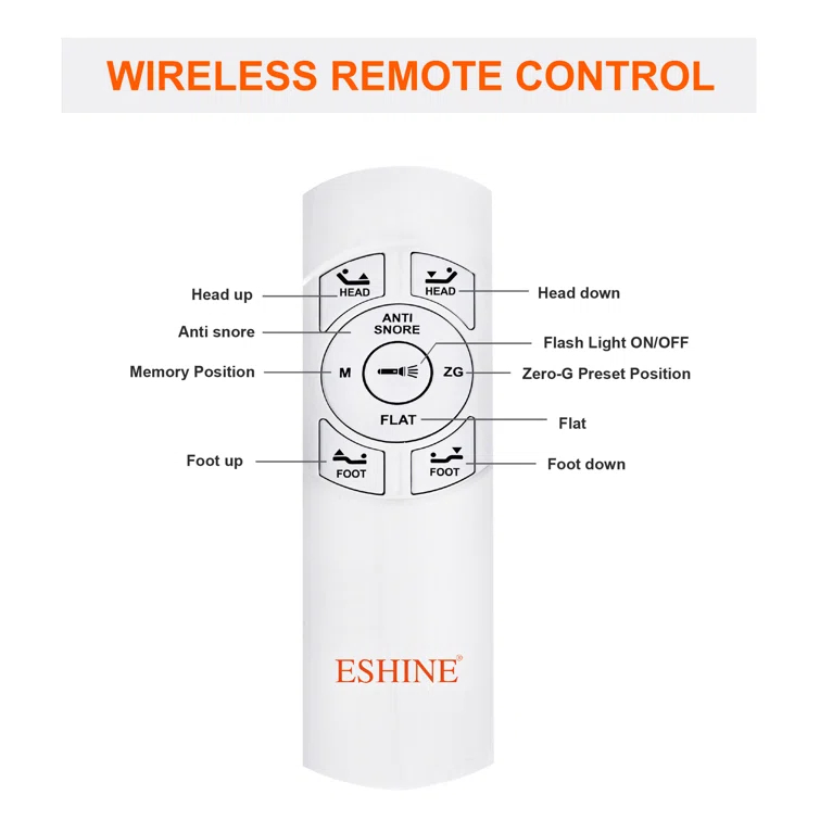 E2000 Series Zero Gravity Adjustable Bed with Wireless Remote & App Control
