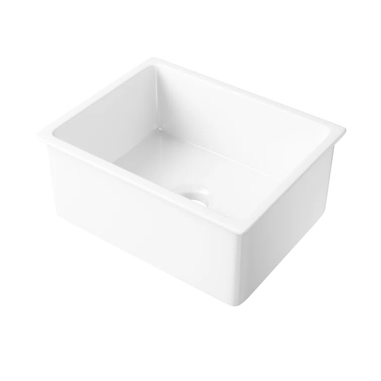 Oslo White Single Bowl Fireclay Undermount Kitchen Sink with Basket Strainer and Bottom Grid