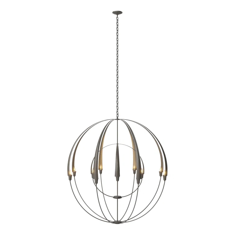 Cirque 12 - Light Steel Dimmable Globe Chandelier