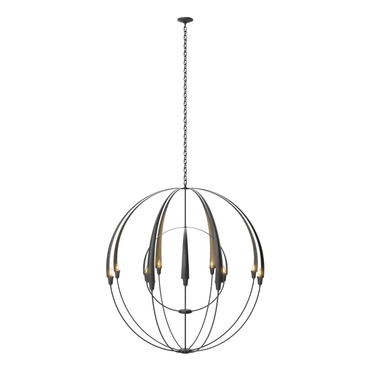 Cirque 12 - Light Steel Dimmable Globe Chandelier