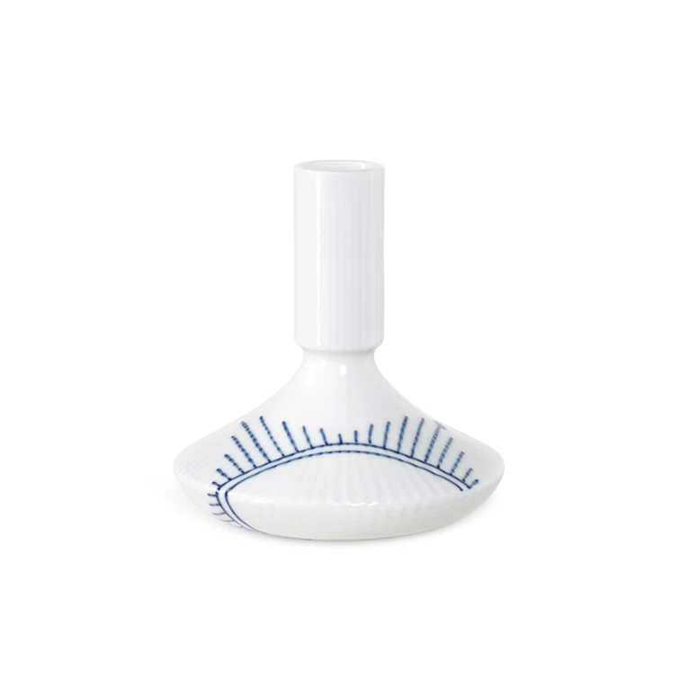 Blue Fluted Mega Ceramic Tabletop Candlestick