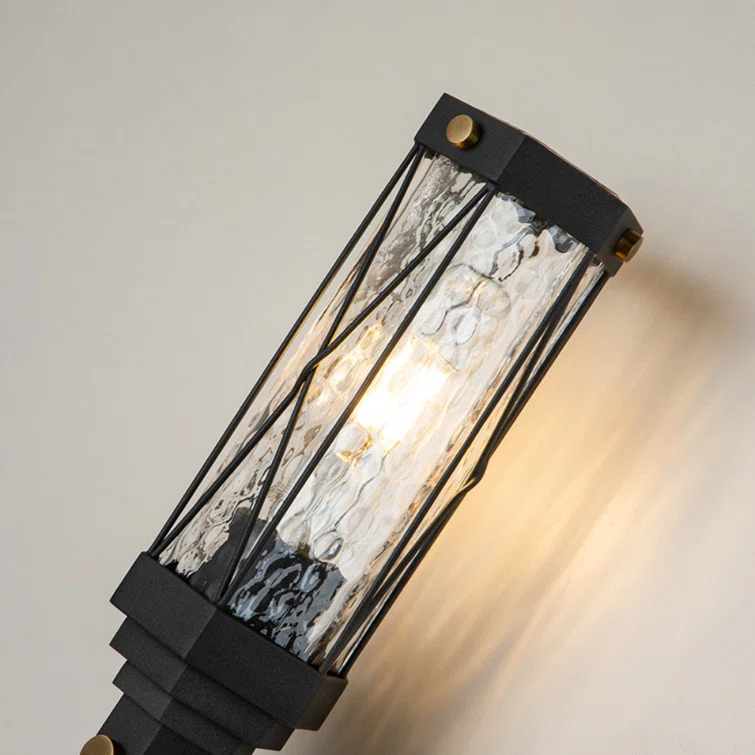 Abbey Weathered Zinc & Antique Brass 3-Light Vanity Light with Watermark Glass