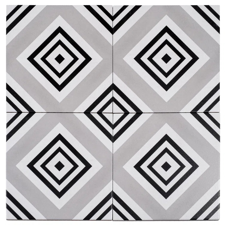 Bliss 8-in. Encaustic Spanish/Moroccan Patterned Matte Porcelain Wall & Floor Tile