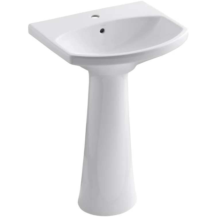 Cimarron® 26.81" Vitreous China U-Shape Pedestal Bathroom Sink with Overflow
