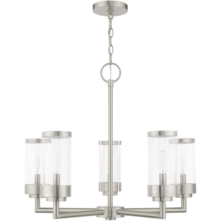 Taylen 5 - Light Stainless Steel Cylinder Chandelier