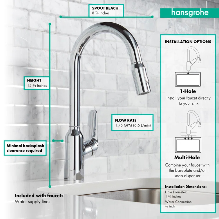 Focus N HighArc Kitchen Faucet with 2-Spray Pull-Down, 1.75 GPM