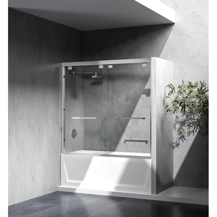 54.33" - 60" W x 60" H Double Sliding Semi-Frameless Tub Door